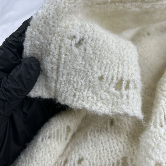 Free People Sweater Dress Tunic Womens Sz M Ivory Distressed Open Knit Bohemian - Picture 11 of 16